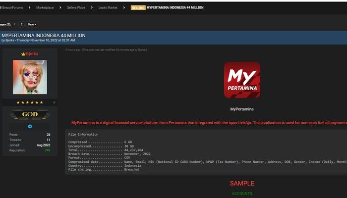 News 14 screenshot akun bjorka 169 Cek Fakta! Benarkah Bjorka Nyolong 44 Juta Data MyPertamina? Mitra IT | Your Trusted & Reliable Software Solutions MyPertamina