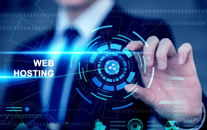 website hosting concept with futuristic screen scaled  Mitra IT | Your Trusted & Reliable Software Solutions