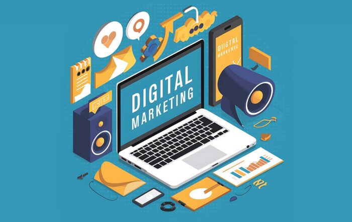 marketing design concept with laptop loudspeaker other elements isometric vector illustration landing page template web background scaled  Mitra IT | Your Trusted & Reliable Software Solutions
